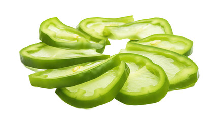 Green pepper slices isolated on transparent or white background
