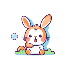 Rabbit blowing carrot bubble cartoon , Illustration, Cartoon PNG