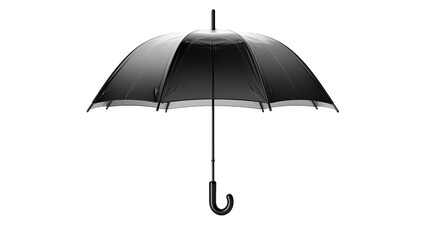 Open a black umbrella isolated on a transparent or white background - obrazy, fototapety, plakaty
