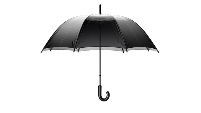 Open a black umbrella isolated on a transparent or white background