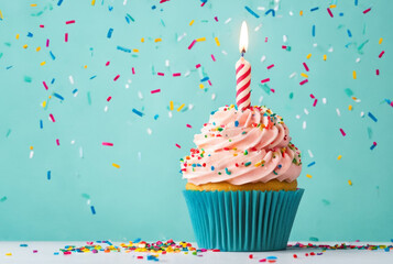 birthday cupcake with candles
