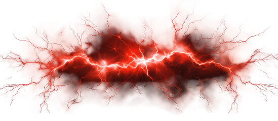 Thunder storm realistic lightning on transparent background. Generative AI