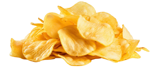 Potato chips isolated on white or transparent background