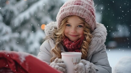 Image of a child resting in winter.