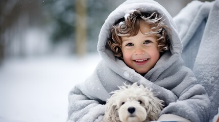 Image of a child resting in winter.