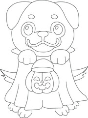 Halloween coloring book with a dog