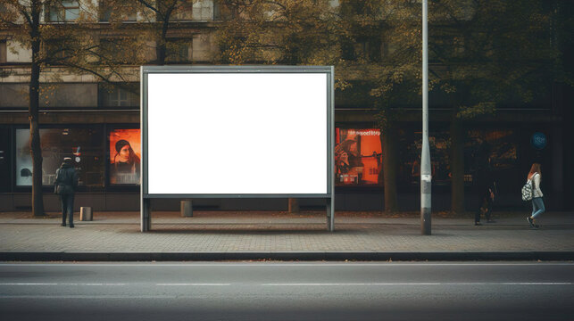 Plakat, Wand, Gro&szlig;fl&auml;che, Citylight, Bushaltestelle, Nacht, Stadt, Werbung, Vorlage, Pr&auml;sentation, generative Ai	