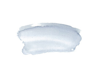 Watercolour winter blue grey snow background. Hand drawn splash illustration isolated on white.