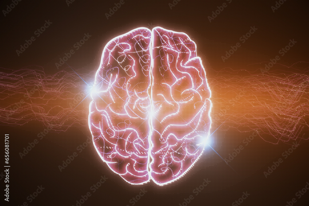 Leinwandbilder creative digital brain hologram on dark background. hi-tech innovation and ai concept. 3d rendering.