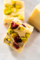 Cranberry pistachio fudge