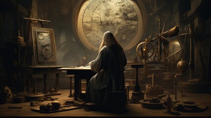 Portrait of ingenieur Leonardo da Vinci.generative ai
