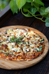 Pizza on a table in a restaurant 