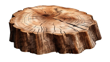 Tree stump slice isolated on transparent or white background 