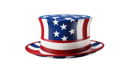 Uncle Sam's hat isolated on transparent or white background
