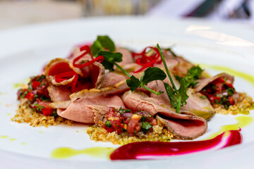 Juicy thin sliced roast beef