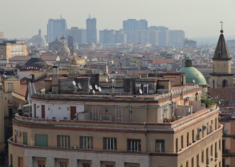 Fototapeta na wymiar Naples Roofs and Domes Panoramic View, Italy