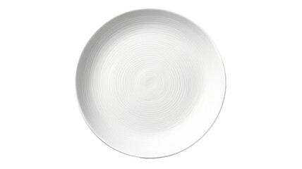 White ceramic plate isolated on transparent or white background, top view