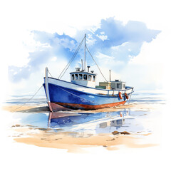 Stimmungsvolles Nordseebild auf Aquarellpapier