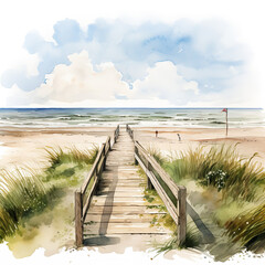 Ebbe und Flut in Aquarell: Die Nordsee