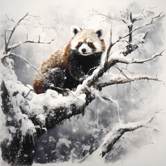 絶滅危惧種　レッサーパンダ｜lesser panda endangered species Generative AI