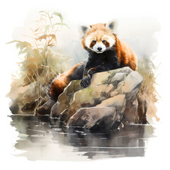 絶滅危惧種　レッサーパンダ｜lesser panda endangered species Generative AI