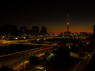 night view of tv tower and city