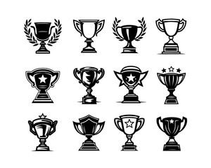 Victorious Trophies Vector Illustration Set