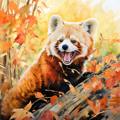 絶滅危惧種　レッサーパンダ｜lesser panda endangered species Generative AI