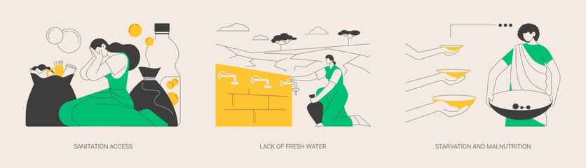 Population problems abstract concept vector illustrations.