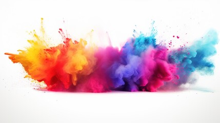 colorful rainbow holi paint color powder explosion garland banner isolated panorama background
