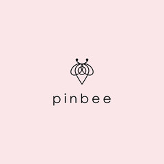 Pin Bee Logo Design Icon Minimalist