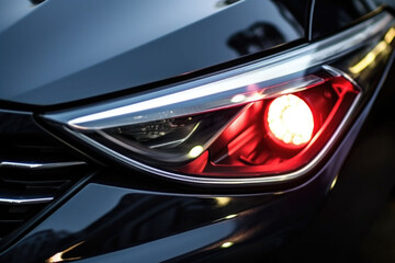 Lamp of modern car headlight. Close up view. Generative AI