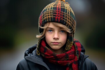 Portrait of a boy in winter clothes. 3d rendering.