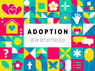 Adortion awareness. National Adoption Awareness Month vector illustration. Colorful background