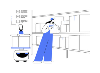 Picking robots abstract concept vector illustration.