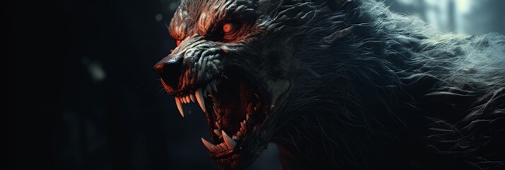A fiercly looking Werewolf.generative ai
 - obrazy, fototapety, plakaty