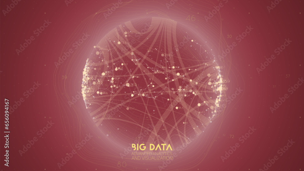 Poster Big data visualization. Futuristic infographic. Information aesthetic design. Visual data complexity. Complex data threads graphic visualization. Abstract data graph.