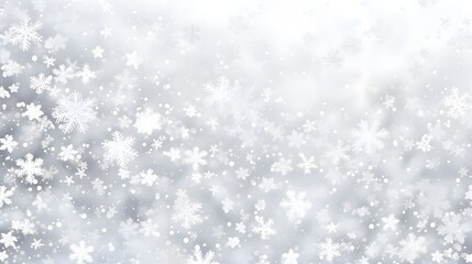 Fototapeta premium Abstract winter snow with white snowflakes confetti and bokeh. Festive minimal background.