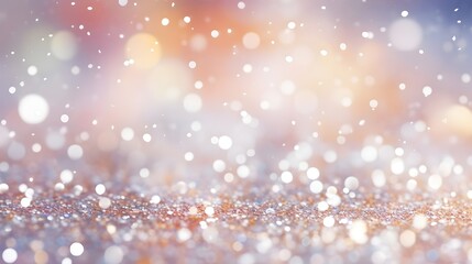 Abstract winter snow with white snowflakes confetti and bokeh. Festive minimal background.