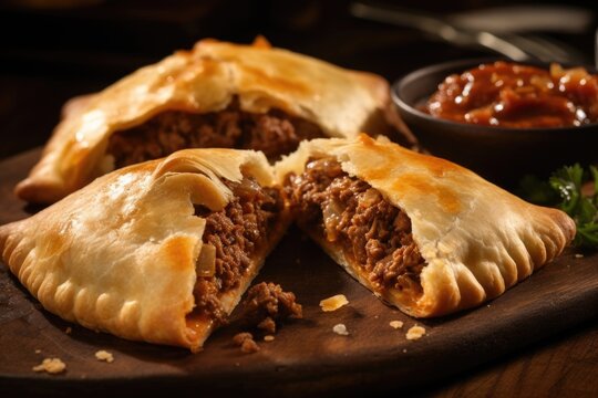 Bite into a warm, hearty beef empanada that features tender, slowcooked meat enhanced by a medley of caramelized onions, aromatic cumin, and smoky paprika for a truly rewarding culinary