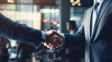 Fotobehang Two businessmen shake hands while making a deal. Ai generative. © dreamer82