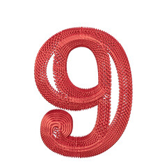 Symbol made of red dollar signs. number 9