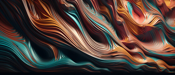 abstract background of colorful liquid waves, 3d render, for banner background