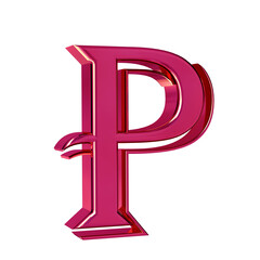 Pink symbol view from left. letter p - obrazy, fototapety, plakaty