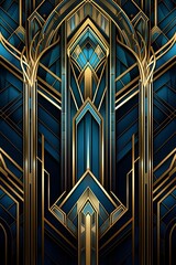 Art Deco background, futuristic geometric design, design element, vertical aspect ratio, Generative AI
