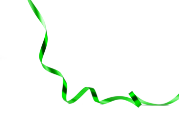 satin pink ribbon, twisted on a table, isolated on a white background