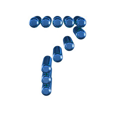 Symbol made of 3d cylinders. number 7