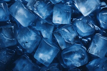 ice cubes on a blue background, ice cubes isolated on blue color background