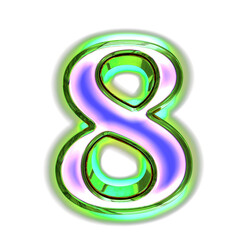 Blue symbol in a green frame with glow. number 8