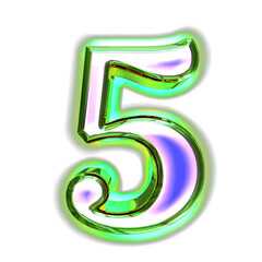 Fototapeta premium Blue symbol in a green frame with glow. number 5